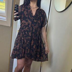 Vici Black and Brown Floral Mini Dress Size M